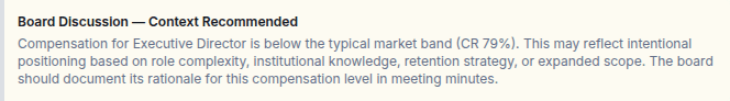 Board Discussion Language section of the Board Confidence Report